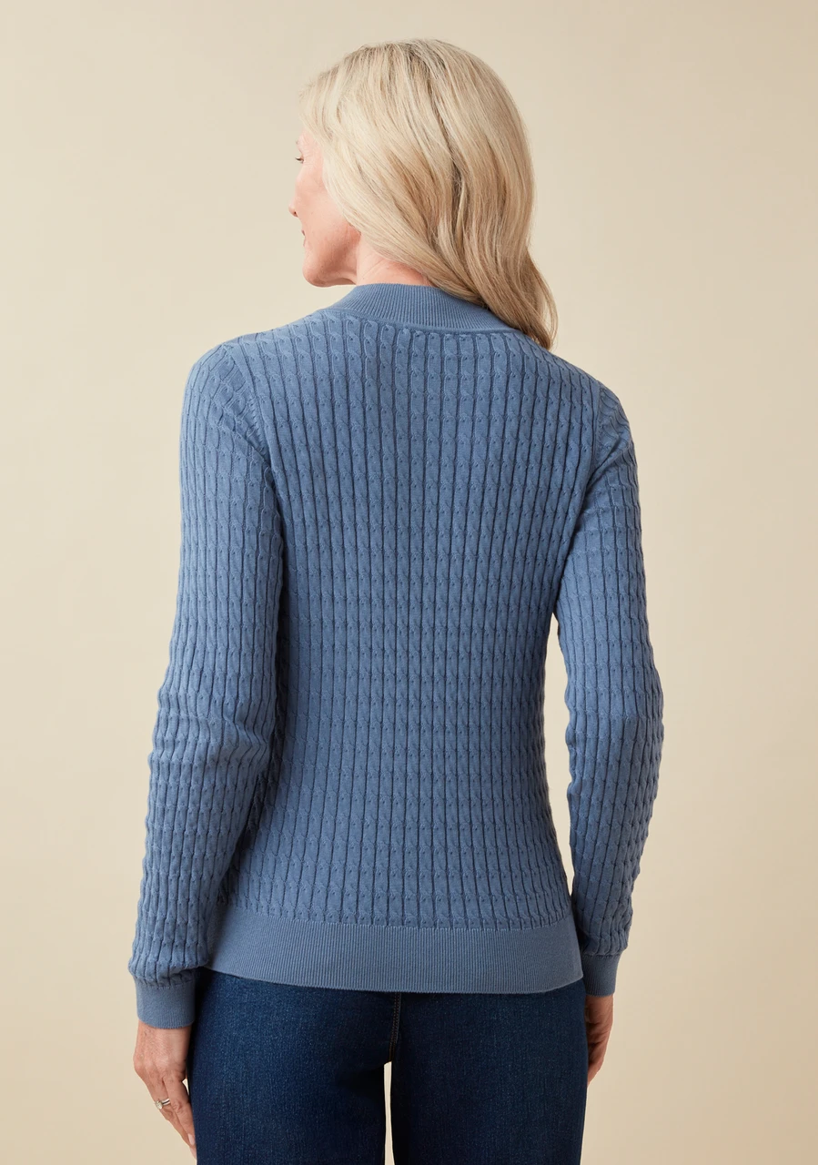 Cable Mock Neck Pullover