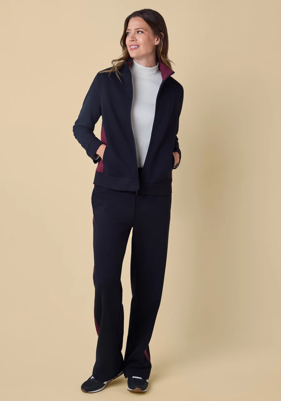Contrast Detail Fleece Zip Jacket