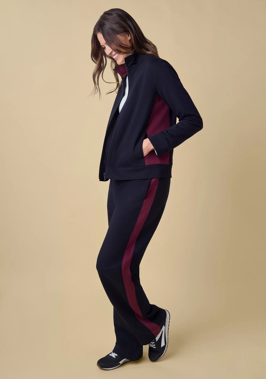 Contrast Detail Fleece Zip Jacket
