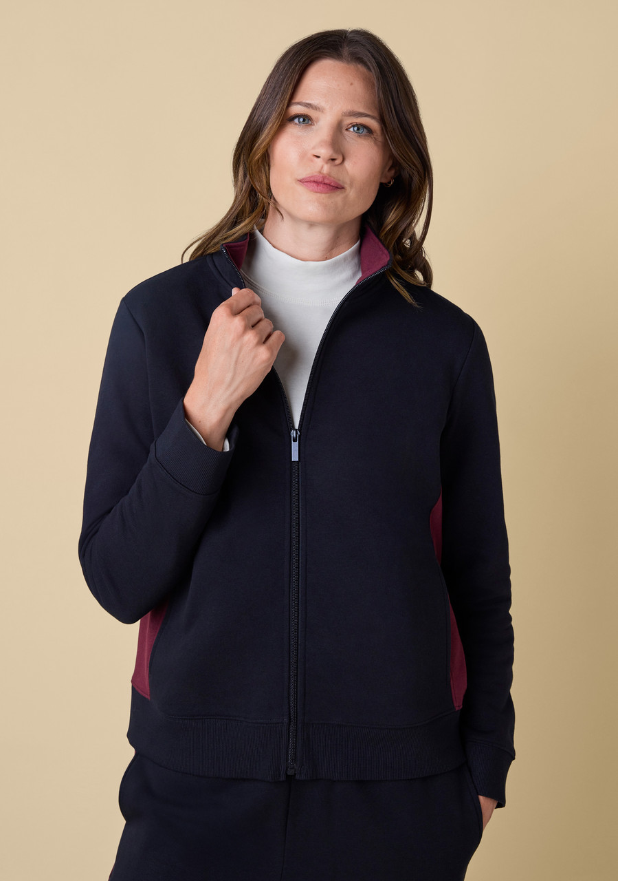 Contrast Detail Fleece Zip Jacket