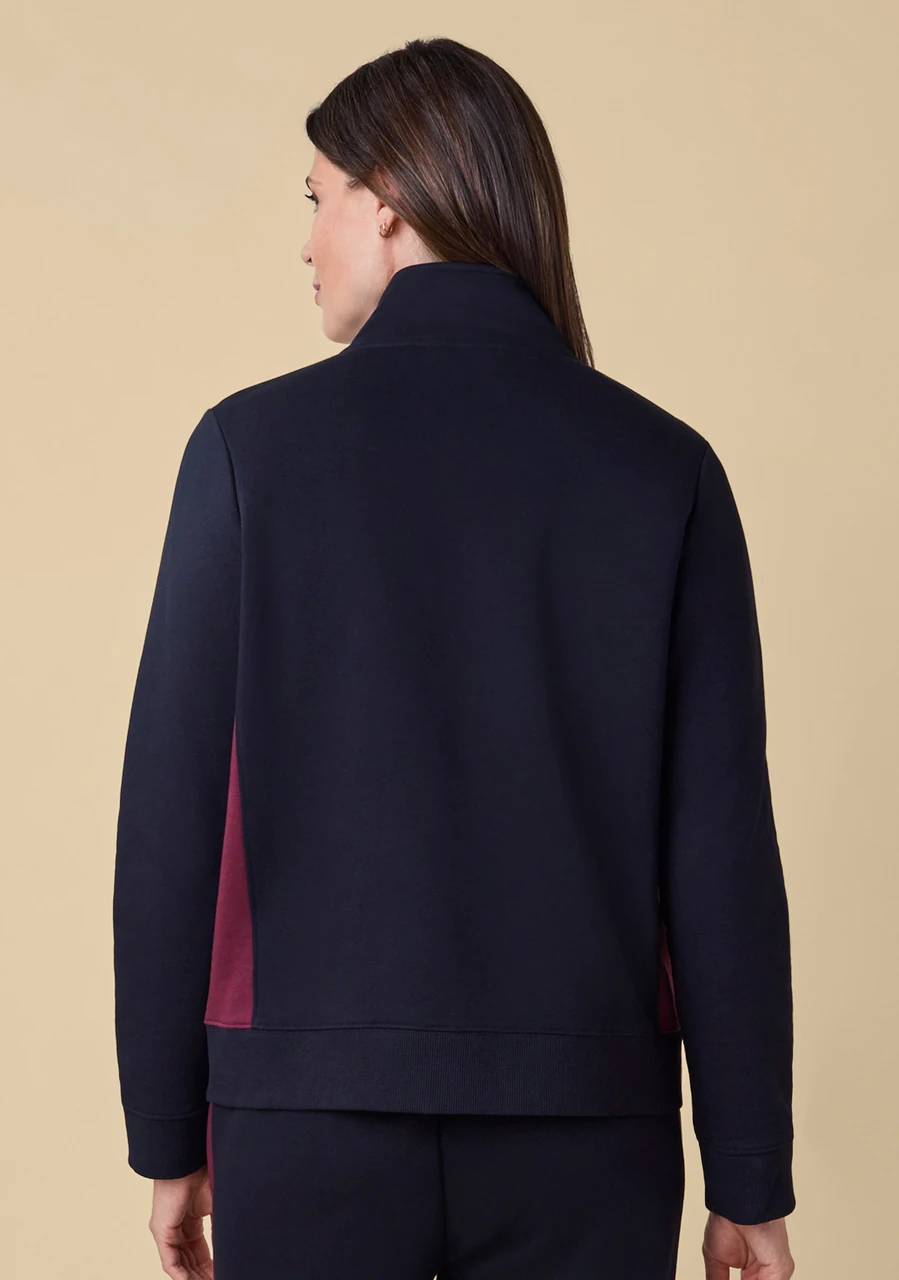 Contrast Detail Fleece Zip Jacket