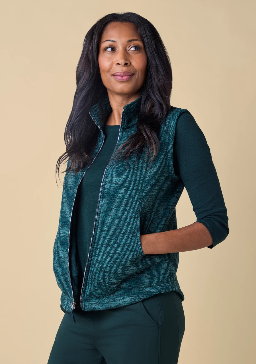 Marled Fleece Zip Vest