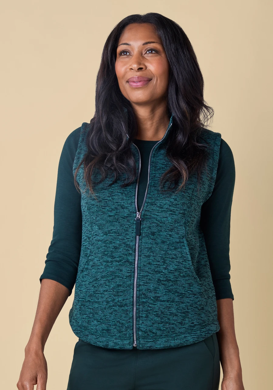 Marled Fleece Zip Vest