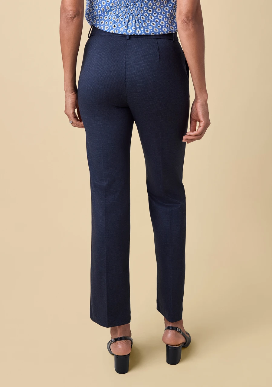 Check Print Slim Leg Ponte Pant