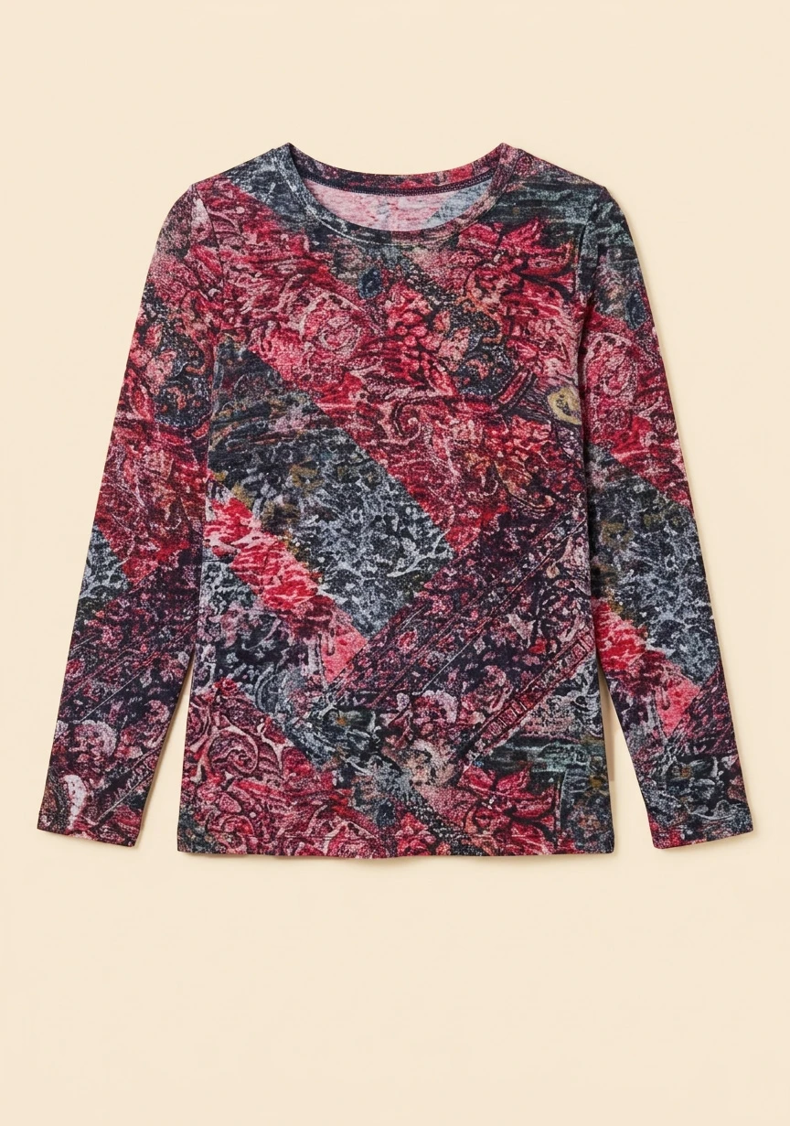 Signature Print Long Sleeve Pullover