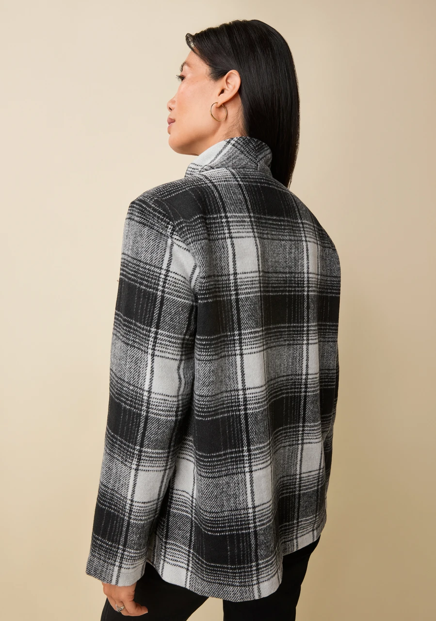 Plaid Shawl Collar Jacket