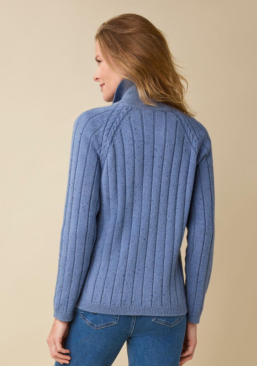 Nep Yarn Cable Knit Zip Cardigan | Northern Reflections
