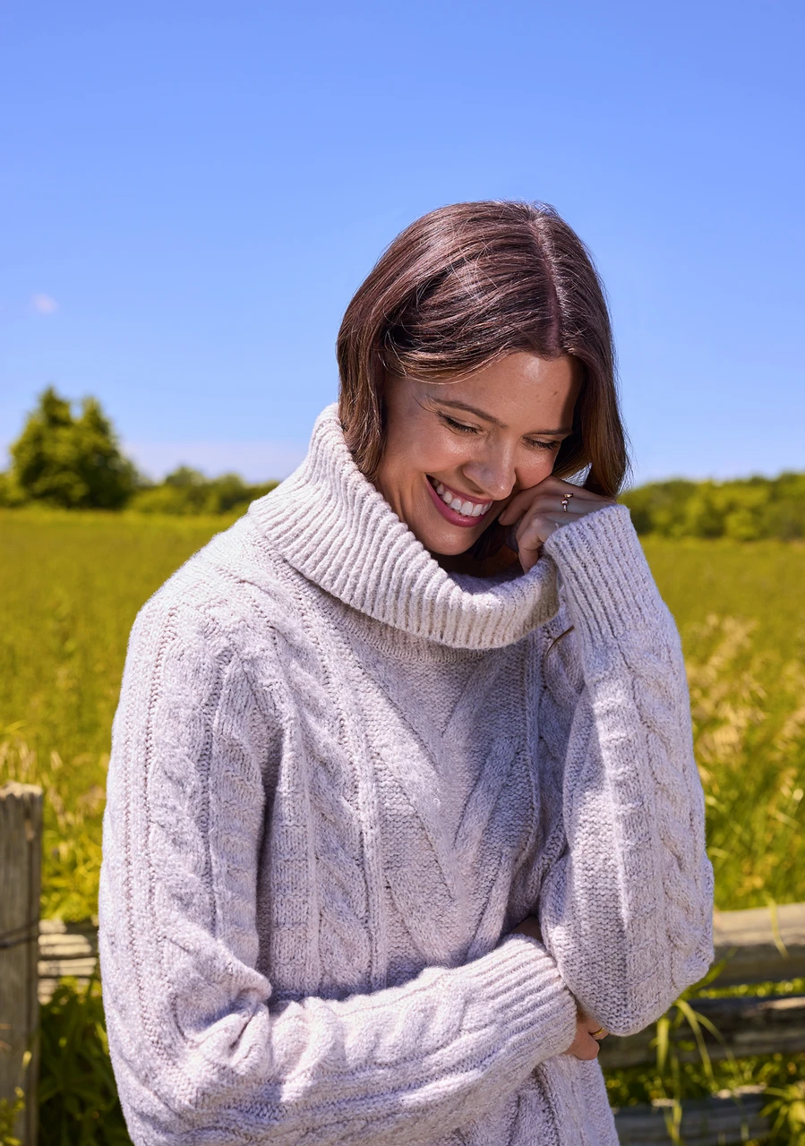 Heritage Cable Knit Cowl Neck Sweater