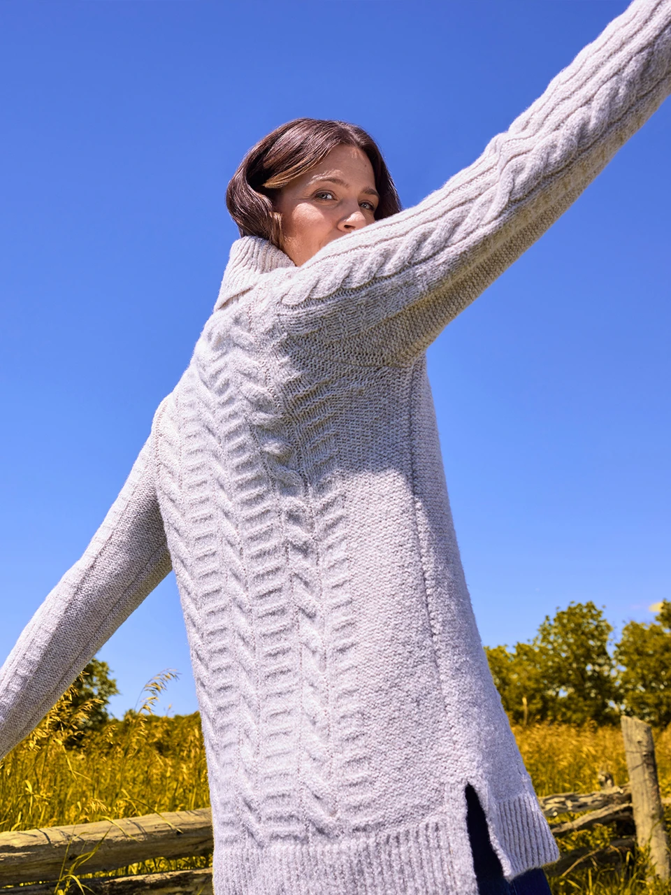 Heritage Cable Knit Cowl Neck Sweater