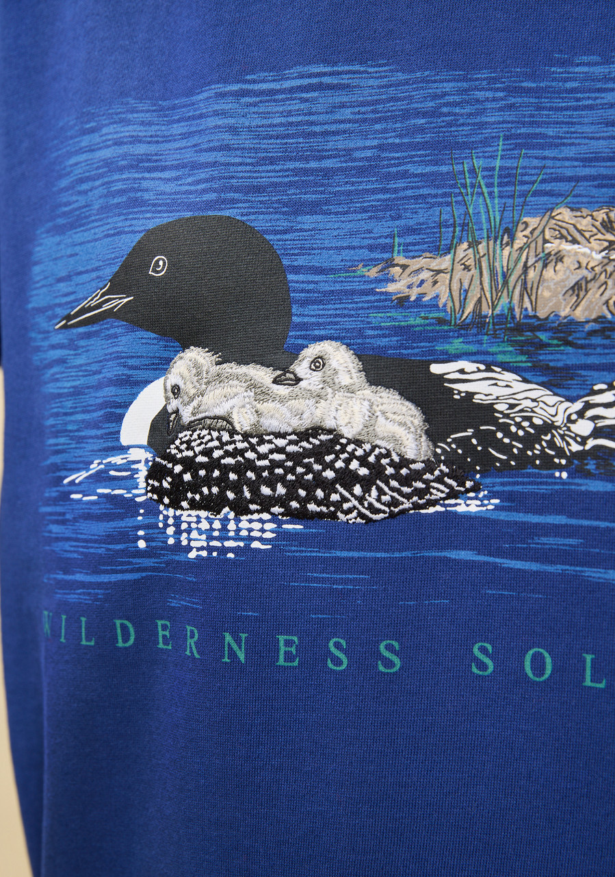 Embroidered Loon Fleece Pullover Sweatshirt