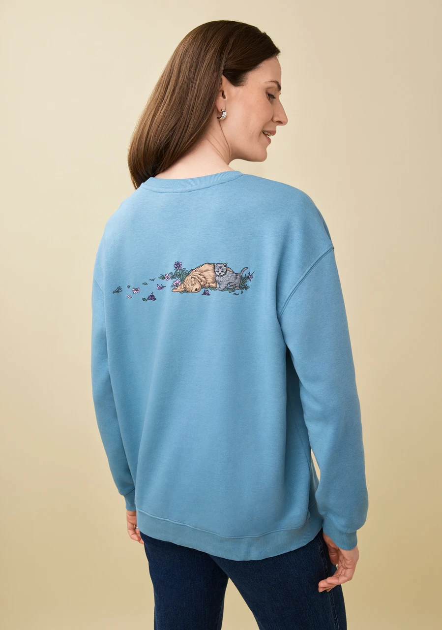 Printed Fleece Crew Neck Pullover