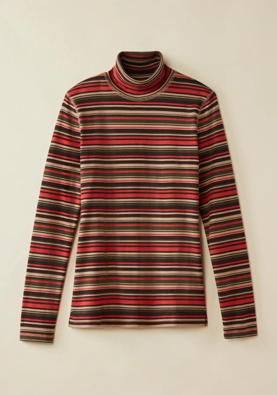 Striped Cotton Rib Turtleneck