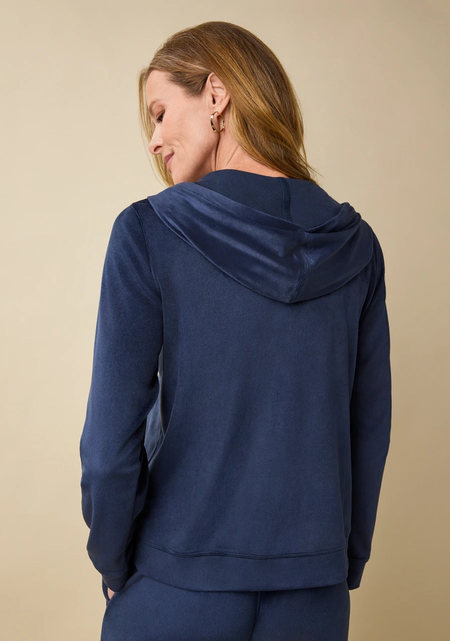 Plush Velour Zip-Up Hoodie