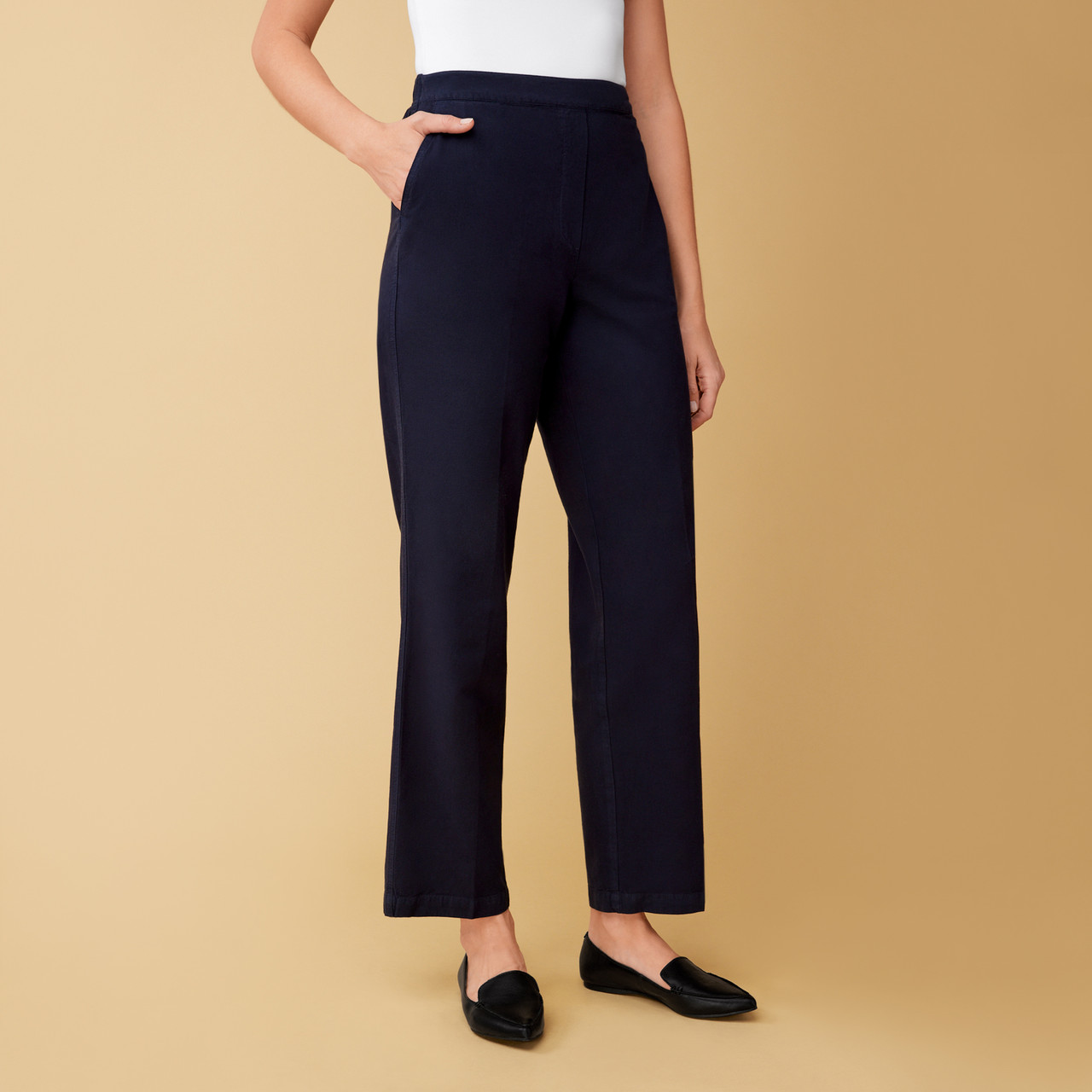 New Basic Editions Capri Pants Size M Blue Elastic Waist Pockets