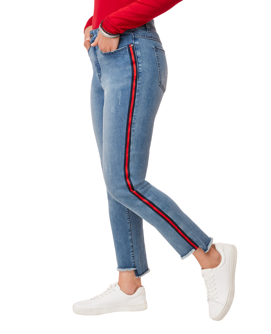 jeans with a stripe down the side