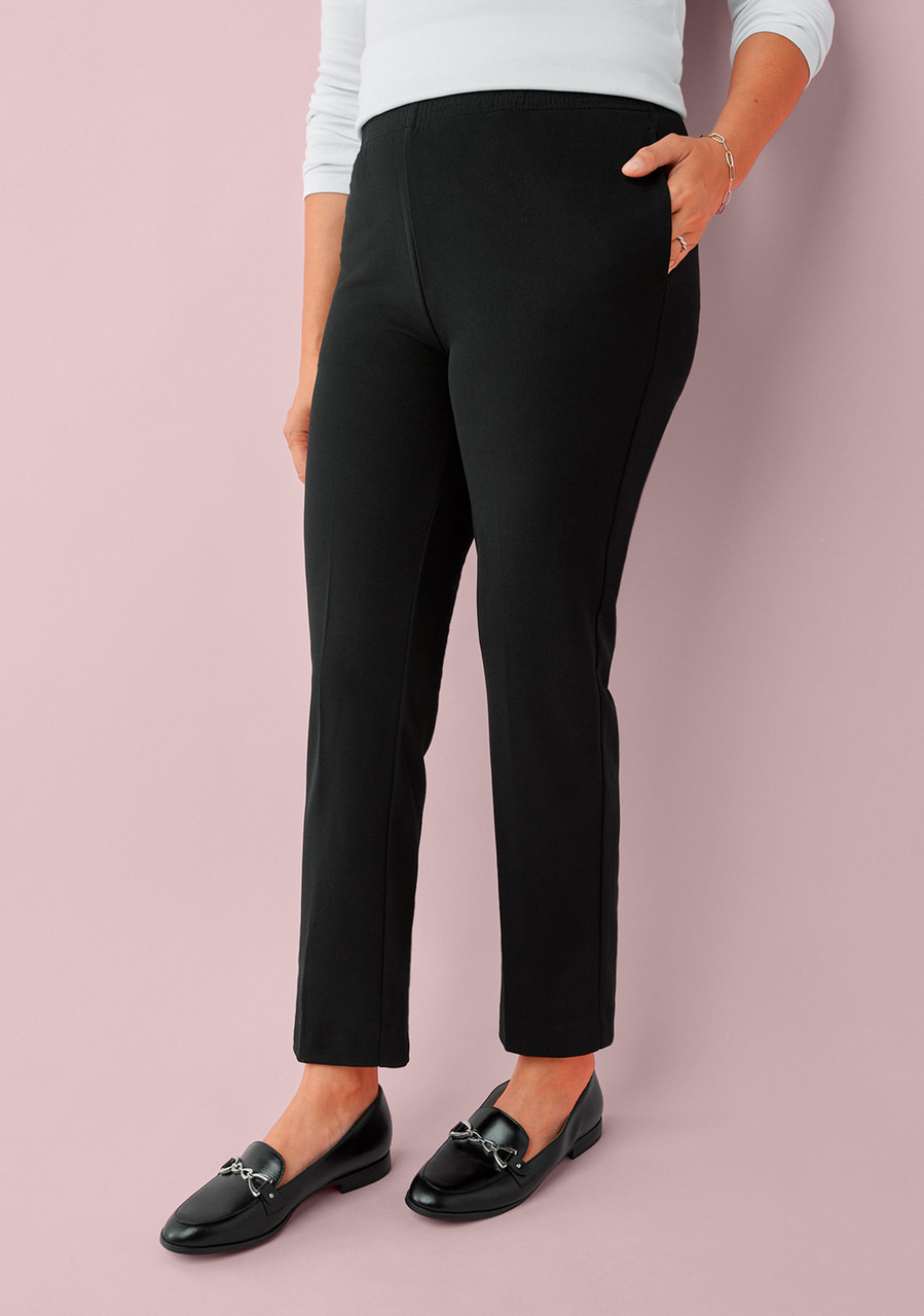 Buy 32 Degrees women pull on plain straight leg pants black Online