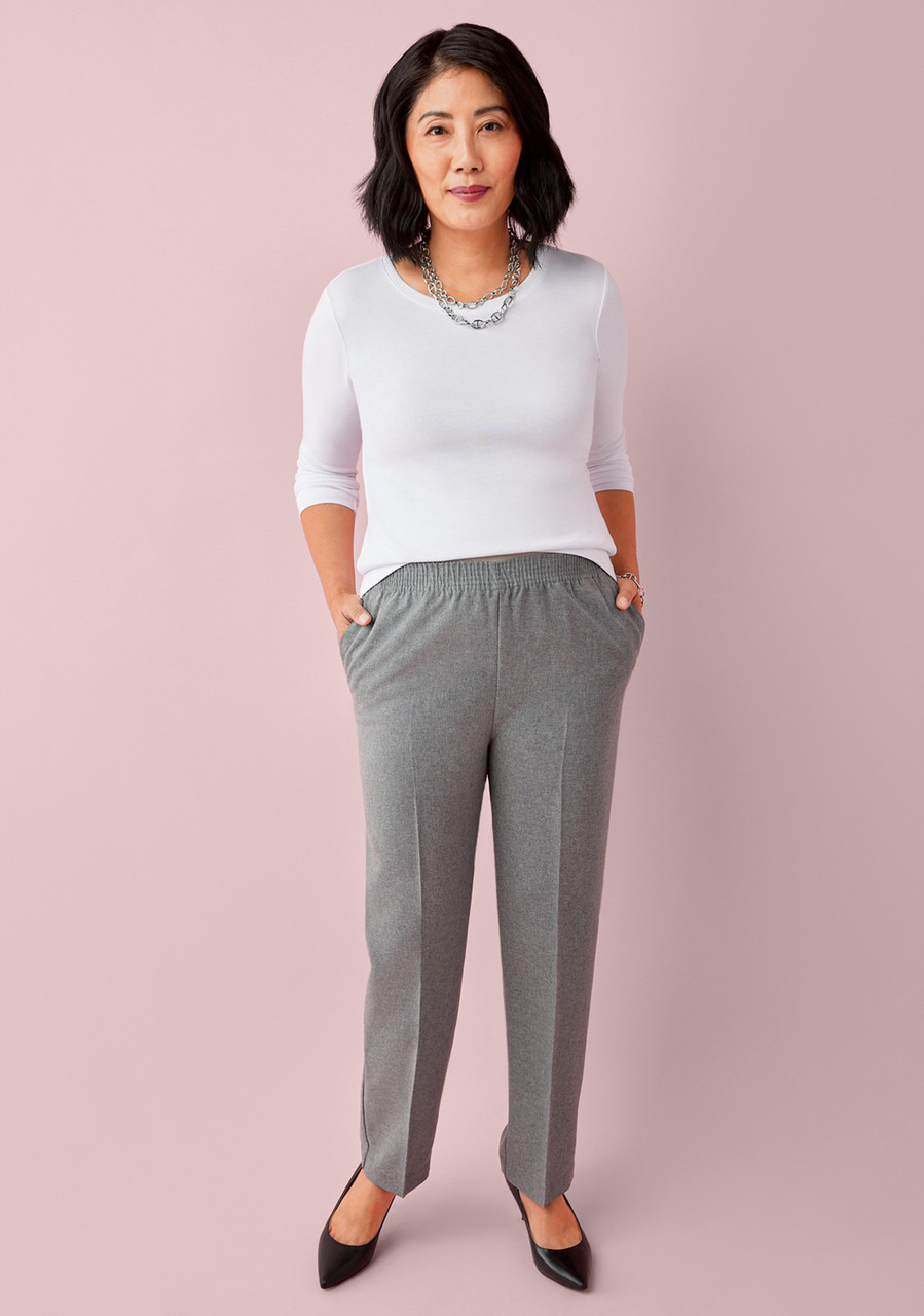 Shop Solid Ponte Pants with Elastic Waist Online