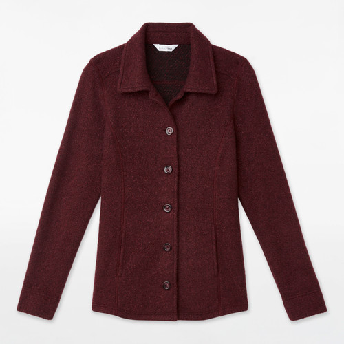 boucle button front coat