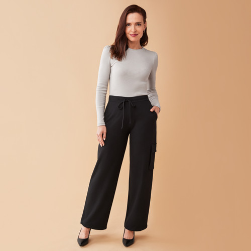 Buy QuaClo Black Navy Blue Women Rayon Pants-S at