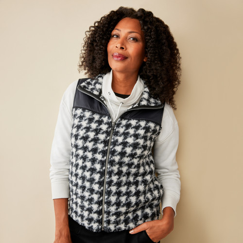 Women's Check Print Teddy Vest | Northern Reflections