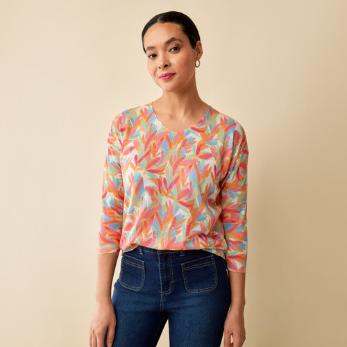 Lightweight Floral Ribbed Cardigan