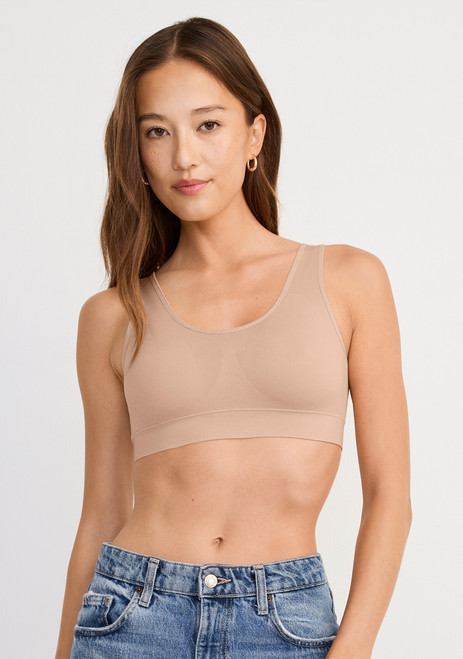 Jockey Seamfree Stretch Tank Strap Bralette - Nude Front View 