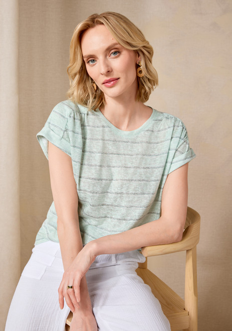 Drop Shoulder Striped Top