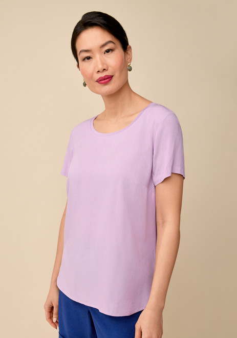 Short-Sleeve Solid Mix Media Top