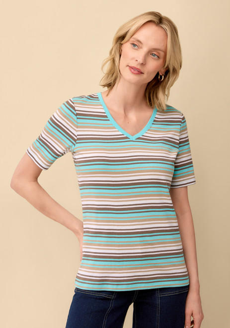 Short Sleeve Blue Striped Tee