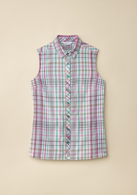 Collared Sleeveless Button-Up Shirt