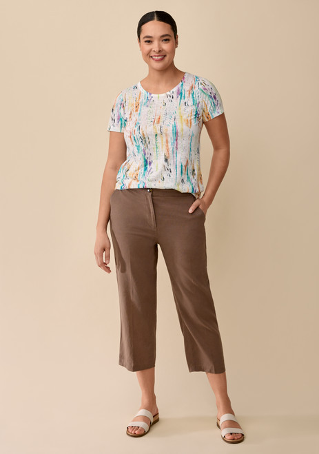 Linen Blend Pull-On Crop Pants
