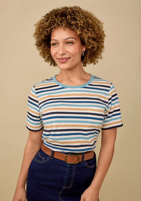 Organic Cotton Stripe Tee with Pocket