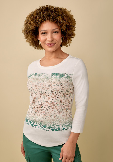 3/4 Sleeve Graphic Crew Tee