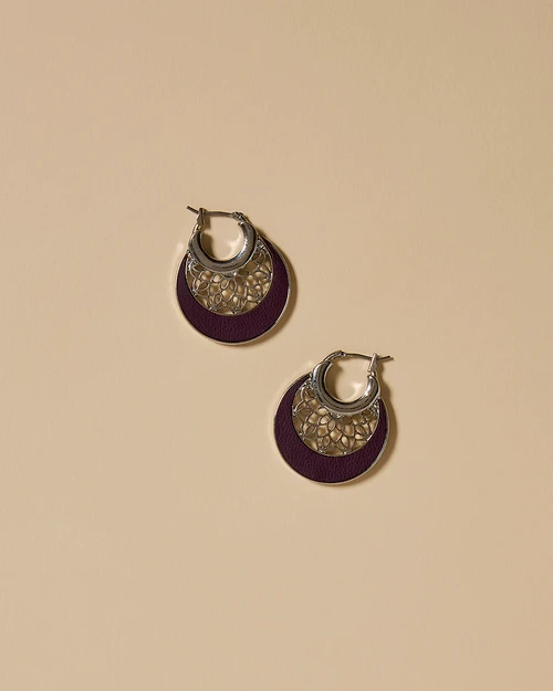 Burgundy Circle Pendent Earrings