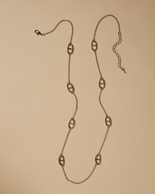 Long silver Stud Necklace