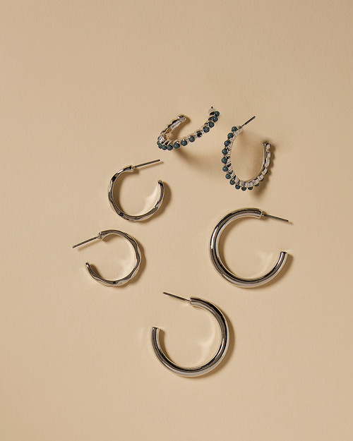 Silver 3 Pair Hoop Earrings