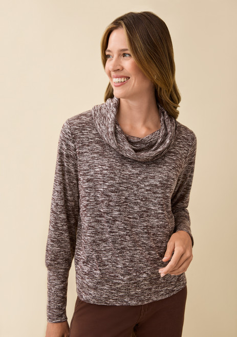 Cowl Neck Pullover Sweater - Half Body Top
