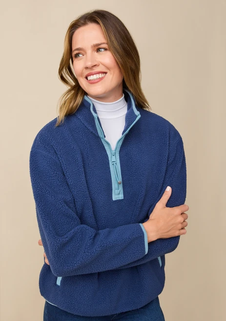 Sherpa Half-Zip Mock Neck Sweater