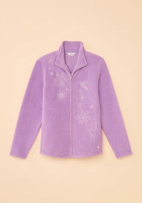 Snowflake Embroidered Fleece Jacket