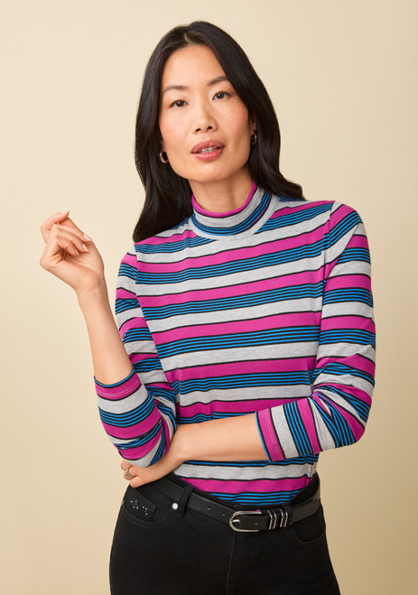 Long Sleeve Mock Neck Jersey Tee