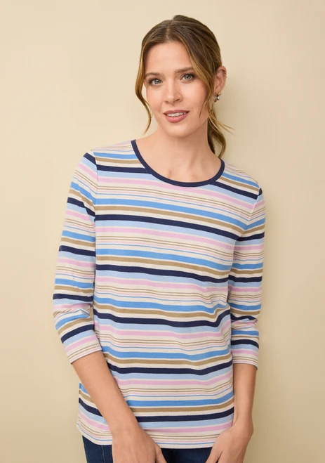 3/4 Sleeve Rib Crewneck Tee