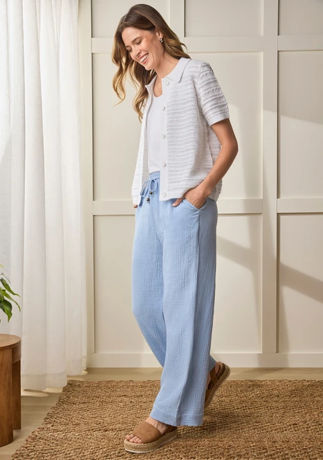 Crinkle Cotton Gauze Pant