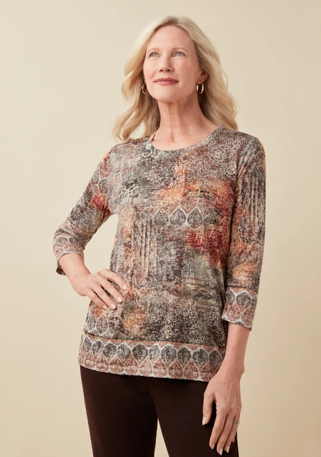 Border Print Burnout Tee