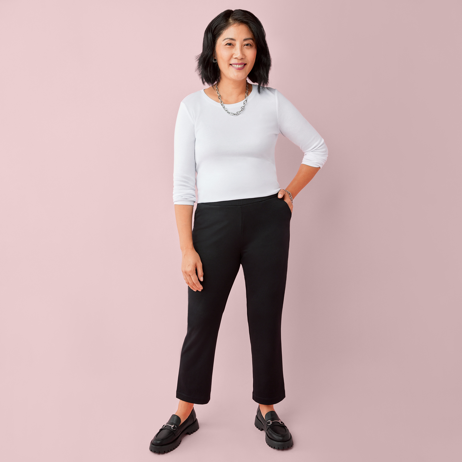 Shop Plus Size Petite Ponte Fundamental Pant in Black