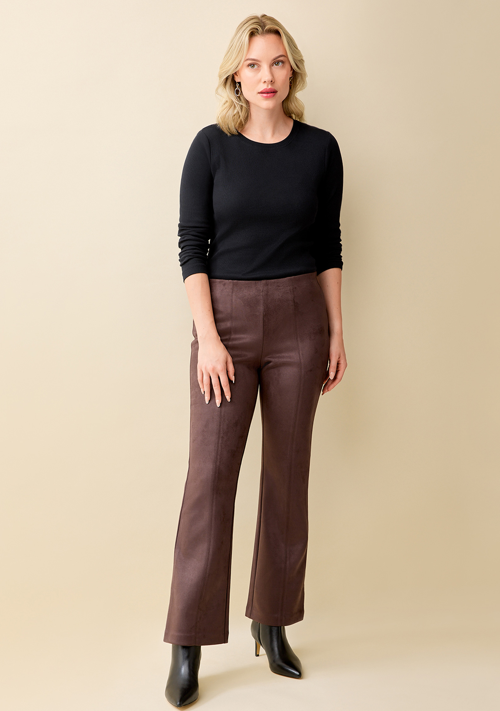 【COLOR iN ID】Suede bootcut pants Faux Suede Bootcut Pants