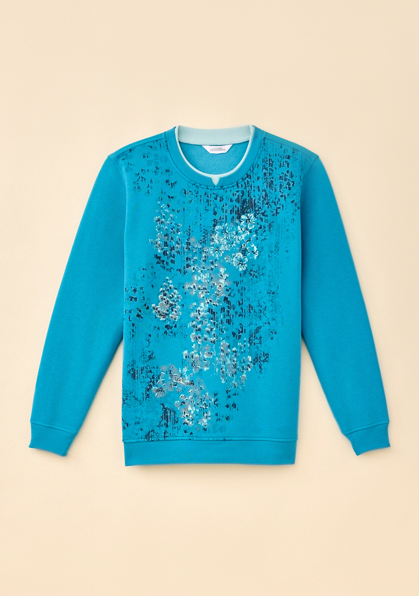 Notch Collar Fleece Sweatshirt - Blue | Northern Reflections