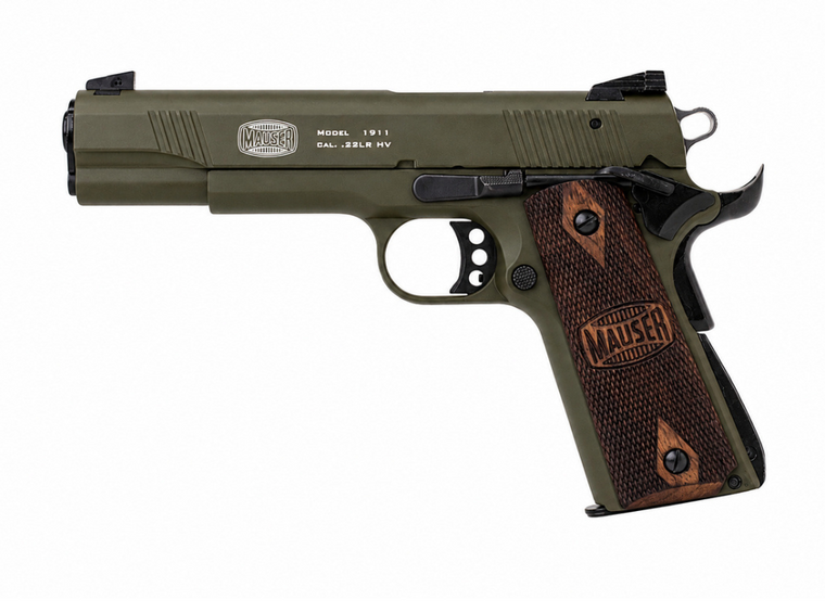 MAUSER 1911, OD Green, Walnut Mauser Grips, 22LR (15 rounds)