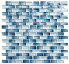 Metro - MTR-3341 Antoinette Blue- 5/8 X 1-1/4 Mini Brick Subway Mix Foil Glass Tile Mosaic - Sample