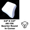 Daltile Color Wheel - Quarter Round IN Corner  - 0100 White - AK106 - 3/4X3/4 Ceramic Trim Tile - GLOSSY