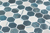 Aragon Hills - AGH 5411 Qassle Blu - 1" Inch Hexagon Blue White Mix - Recycled Glass Tile Mosaic